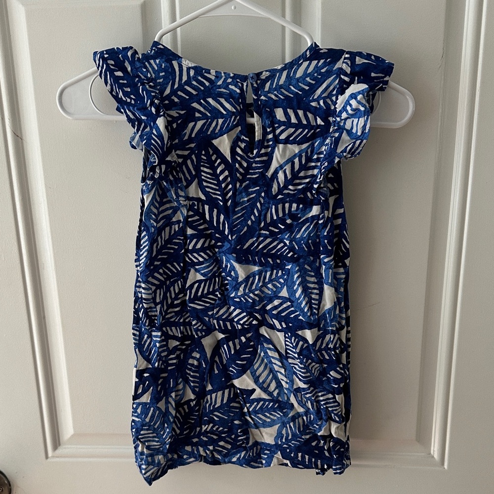 Cat & Jack Blue Leaf Patterned Ruffle Top - Picture 2 of 3